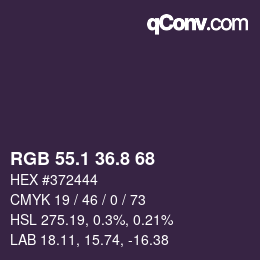 Color code: RGB 55.1 36.8 68 | qconv.com