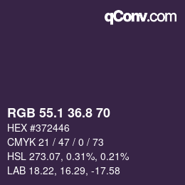 Color code: RGB 55.1 36.8 70 | qconv.com
