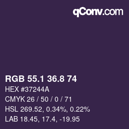 Color code: RGB 55.1 36.8 74 | qconv.com