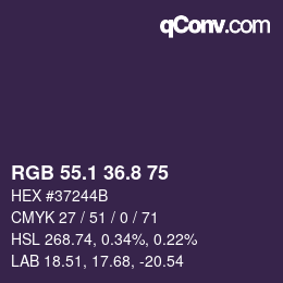 カラーコード: RGB 55.1 36.8 75 | qconv.com