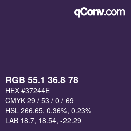 カラーコード: RGB 55.1 36.8 78 | qconv.com