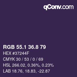 Color code: RGB 55.1 36.8 79 | qconv.com