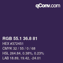 Color code: RGB 55.1 36.8 81 | qconv.com