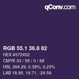 Color code: RGB 55.1 36.8 82 | qconv.com