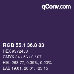 Color code: RGB 55.1 36.8 83 | qconv.com