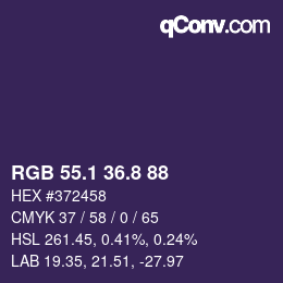 カラーコード: RGB 55.1 36.8 88 | qconv.com