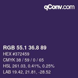 カラーコード: RGB 55.1 36.8 89 | qconv.com
