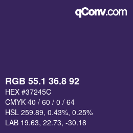 カラーコード: RGB 55.1 36.8 92 | qconv.com