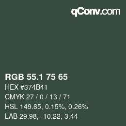 カラーコード: RGB 55.1 75 65 | qconv.com