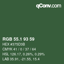 カラーコード: RGB 55.1 93 59 | qconv.com