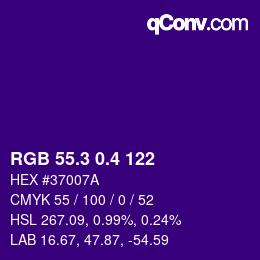 カラーコード: RGB 55.3 0.4 122 | qconv.com