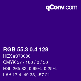 カラーコード: RGB 55.3 0.4 128 | qconv.com