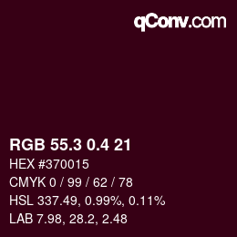 カラーコード: RGB 55.3 0.4 21 | qconv.com