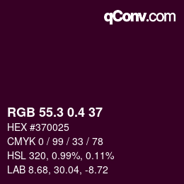 カラーコード: RGB 55.3 0.4 37 | qconv.com
