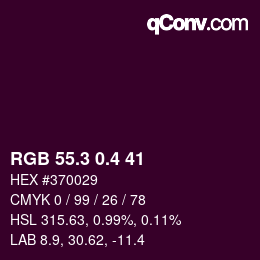 カラーコード: RGB 55.3 0.4 41 | qconv.com