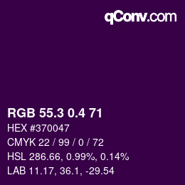 カラーコード: RGB 55.3 0.4 71 | qconv.com