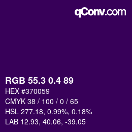 カラーコード: RGB 55.3 0.4 89 | qconv.com
