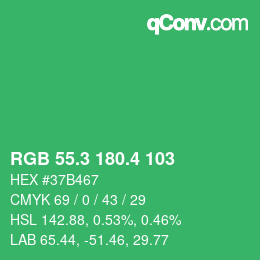 カラーコード: RGB 55.3 180.4 103 | qconv.com