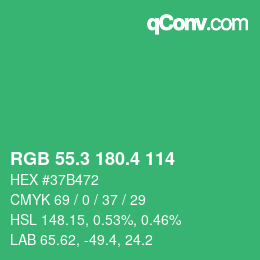 カラーコード: RGB 55.3 180.4 114 | qconv.com