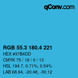 カラーコード: RGB 55.3 180.4 221 | qconv.com