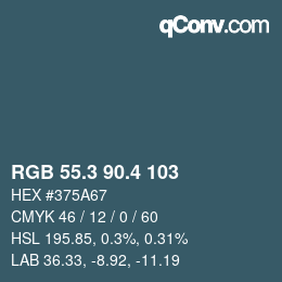 カラーコード: RGB 55.3 90.4 103 | qconv.com