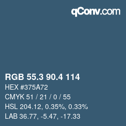 カラーコード: RGB 55.3 90.4 114 | qconv.com