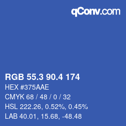 カラーコード: RGB 55.3 90.4 174 | qconv.com