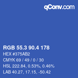 カラーコード: RGB 55.3 90.4 178 | qconv.com