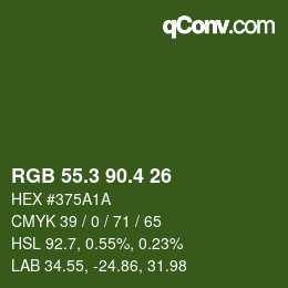 カラーコード: RGB 55.3 90.4 26 | qconv.com