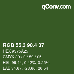 カラーコード: RGB 55.3 90.4 37 | qconv.com