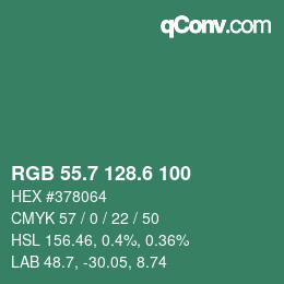 カラーコード: RGB 55.7 128.6 100 | qconv.com
