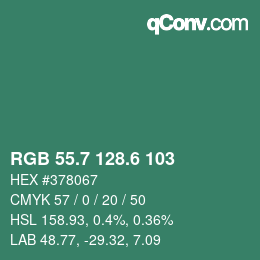 カラーコード: RGB 55.7 128.6 103 | qconv.com