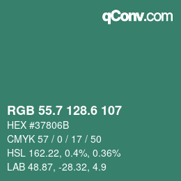カラーコード: RGB 55.7 128.6 107 | qconv.com