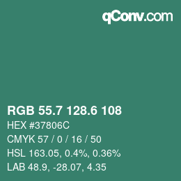 カラーコード: RGB 55.7 128.6 108 | qconv.com