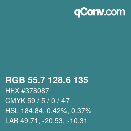 カラーコード: RGB 55.7 128.6 135 | qconv.com