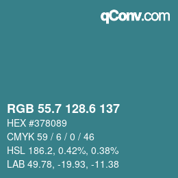 カラーコード: RGB 55.7 128.6 137 | qconv.com