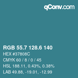 カラーコード: RGB 55.7 128.6 140 | qconv.com