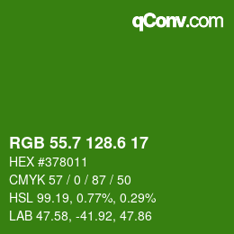 カラーコード: RGB 55.7 128.6 17 | qconv.com