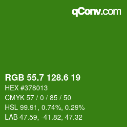 カラーコード: RGB 55.7 128.6 19 | qconv.com