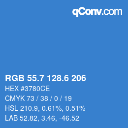カラーコード: RGB 55.7 128.6 206 | qconv.com