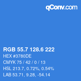 カラーコード: RGB 55.7 128.6 222 | qconv.com