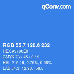 カラーコード: RGB 55.7 128.6 232 | qconv.com
