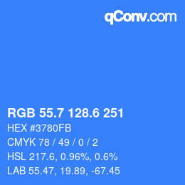 カラーコード: RGB 55.7 128.6 251 | qconv.com