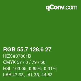 カラーコード: RGB 55.7 128.6 27 | qconv.com