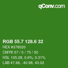 カラーコード: RGB 55.7 128.6 32 | qconv.com