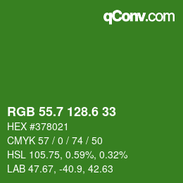 カラーコード: RGB 55.7 128.6 33 | qconv.com