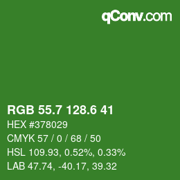 カラーコード: RGB 55.7 128.6 41 | qconv.com
