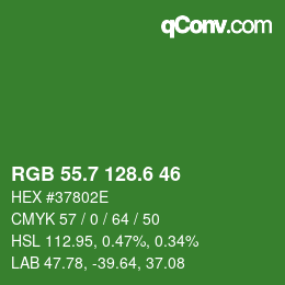 カラーコード: RGB 55.7 128.6 46 | qconv.com