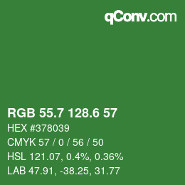 カラーコード: RGB 55.7 128.6 57 | qconv.com