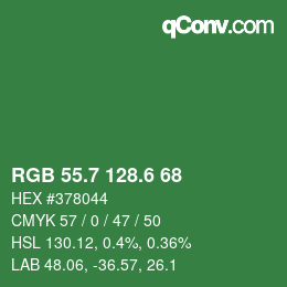 カラーコード: RGB 55.7 128.6 68 | qconv.com